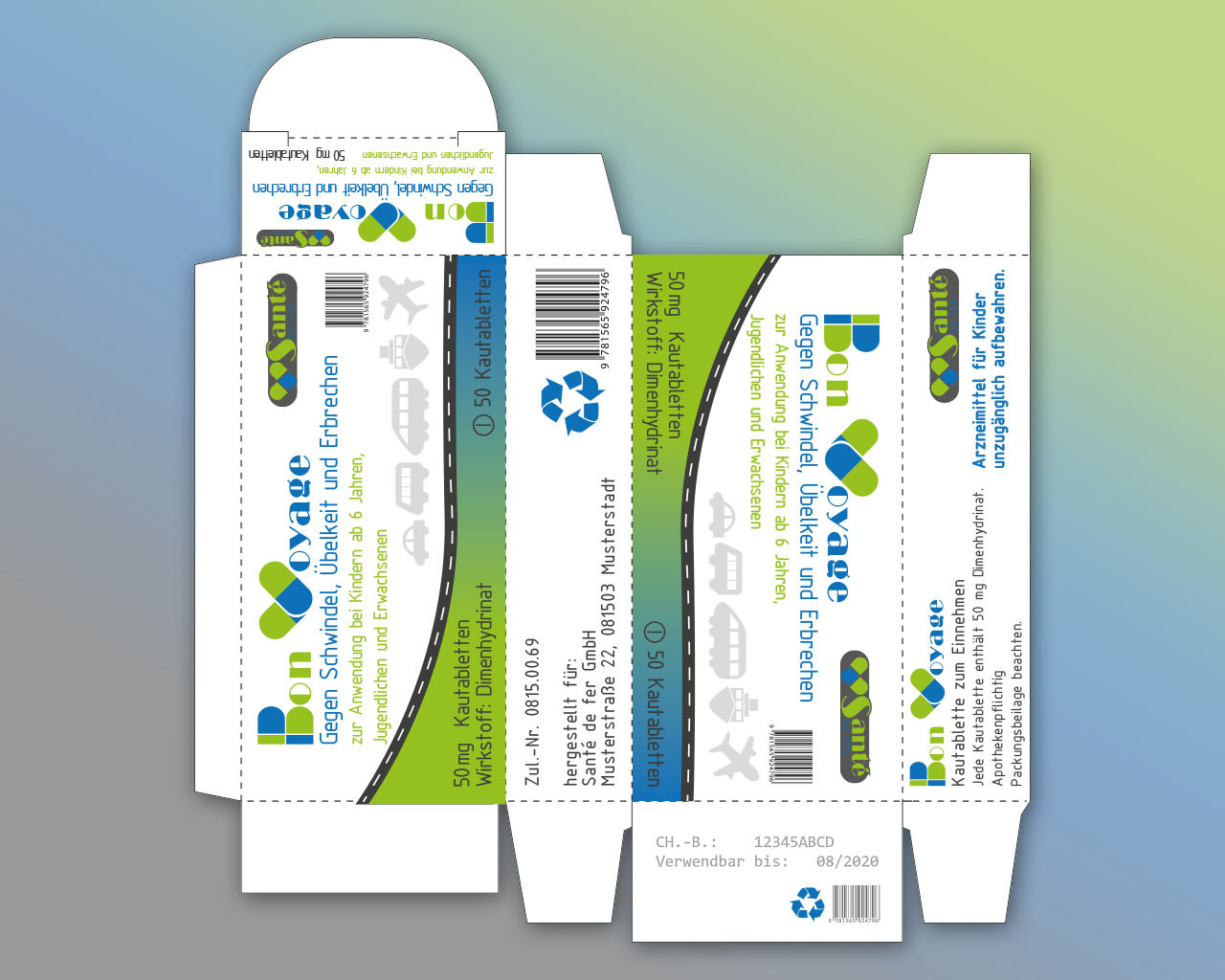 Bon Voyage Entwurf Faltschachtel